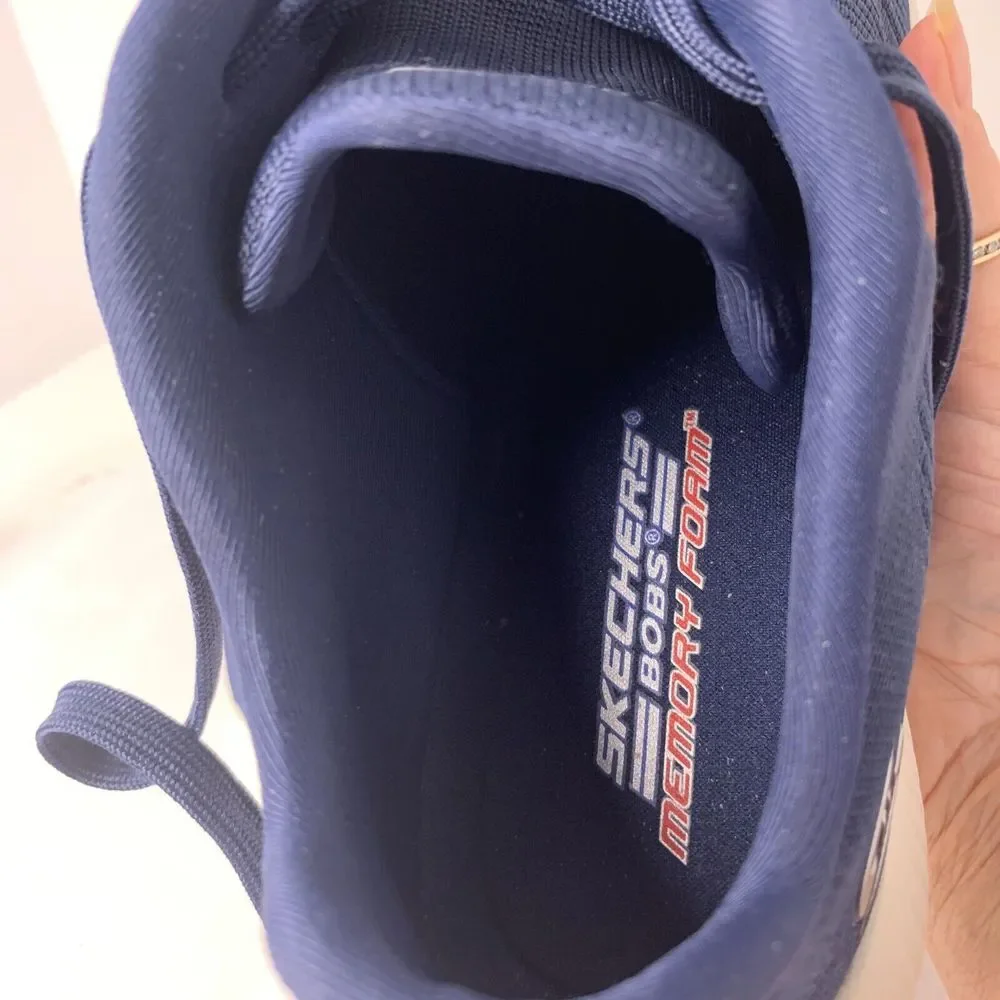 BOBS SPORT by Skechers TOUGH TALK Navy Fabric Lace Up Low Top Sneakers Women 9.5